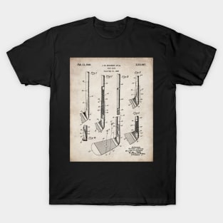 Golf Club Patent - Golfing Fan Home Office Art - Antique T-Shirt